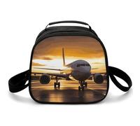 Airplane in The Evening Light - Bolsa de almuerzo cruzada pequeña aislada con correa de hombro ajustable, lonchera reutilizable para el trabajo, picnic, viajes