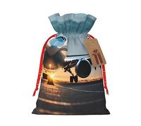 Airplane In The Evening Light - Bolsas de regalo de tela delicada con cordón, encantadora bolsa de regalo de vacaciones para celebraciones