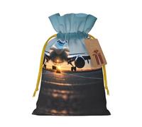 Airplane In The Evening Light Print - Bolsas de cordón elegantes, bolsas de regalo reutilizables con cordón, perfectas para vacaciones y fiestas