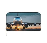 Airplane in The Evening Light Print - Cartera larga de piel para hombre, diseño vintage