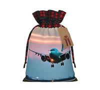 Airplane In The Evening Lights 1 bolsa de material duradero de 4.7 x 6.9 pulgadas con cordón para regalo elegante de Halloween