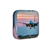 Airplane in The Evening Lights - Bolsa de almacenamiento multifuncional con estampado de luces de noche, bolsa de tampón reutilizable para mujer