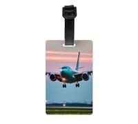 Airplane in The Evening Lights - Etiquetas de equipaje impresas para maleta con nombre de tarjeta de dirección para bolsa de viaje