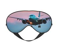 Airplane in The Evening Lights - Máscara de ojos cómoda transpirable ajustable para hombres y mujeres, ligera, para viajes, yoga, trabajo