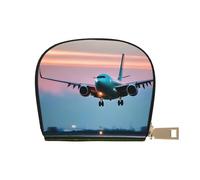 Airplane in The Evening Lights - Tarjetero pequeño para mujer, organizador de tarjetas de crédito para hombres, Blanco, Talla única