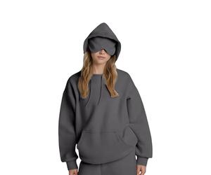 Airplane Mode Travel Hoodie with Eye Mask,2025 New Comfort Airplane Mode Travel Hoodies,with Eye Mask Built In (Dark Gray,XL)