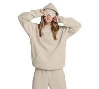 Airplane Mode Travel Hoodie with Eye Mask Built In, Comfort Airplane Mode Travel Hoodies with Hidden Pockets,Blanket Hoodie for Women Men (Beige,XXL)