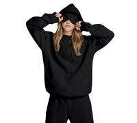 Airplane Mode Travel Hoodie with Eye Mask Built In, Comfort Airplane Mode Travel Hoodies with Hidden Pockets,Blanket Hoodie for Women Men (Black,XL)