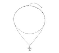 Airplane Necklace 925 Sterling Silver Layered Choker Necklace for Women Teen Girls, Best Gifts for Stewardess Flight Attendants Pilots Airplane Jewelry Souvenirs (Layered Necklace)