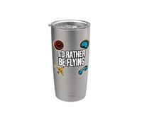 Airplane Pilot Aviator I'd Rather Be Flying Vaso térmico de acero inoxidable de doble pared