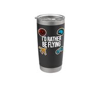 Airplane Pilot Aviator I'd Rather Be Flying Vaso térmico de acero inoxidable de doble pared