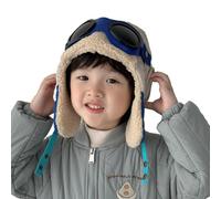 Airplane Pilot Hat for Kids - Warm Comfortable Trapper Hat | Gorra térmica de forro polar con diseño de calavera de cola larga para invierno con solapa para las orejas