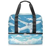Airplane Seagull - Bolsa deportiva para mujeres, hombres, niños y niñas, 21 L, para fin de semana, para viajes, gimnasio, yoga, color, Big, Organizador de bolsas