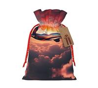Airplane Sunsets Sky - Bolsas de regalo de arpillera con cordón, para Navidad, cumpleaños y celebraciones de aniversario