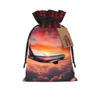 Airplane Sunsets Sky - Bolsas de regalo impresas con cordón, bolsas de fiesta de Navidad, bolsas festivas para golosinas, golosinas