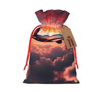 Airplane Sunsets Sky Print - Bolsas con cordón con cordón, bolsas de regalo reutilizables con cordón, perfectas para vacaciones y fiestas