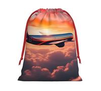 Airplane Sunsets Sky Print Bolsas de regalo de varios tamaños, bolsas de regalo con cordón para mujeres, Navidad, cumpleaños, reutilizables
