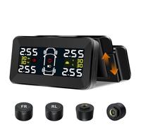 Airpuxem TPMS Sistema de Monitoreo de Presión de Neumáticos 4/2 Ruedas Modos con Soporte Removible 0.01 Bar Solar/Tipo-C TPMS con 6 Modos Alarma, 4 Sensor Presion Neumaticos Externos para 21-87 Psi