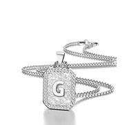 Airrty Collar con colgante de letra inicial para hombres y mujeres, chapado en oro de 18 quilates, collar de cadena de cuerda de 20 pulgadas, collares con inicial para hombre, Acero inoxidable, No es