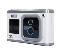 Airshi Cámara Digital, Flash Incorporado Zoom Digital 16X Cámara Digital Compacta con Enfoque Automático 4K HD para Estudiantes para Regalos (White)