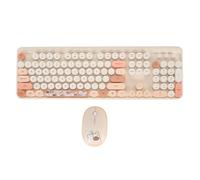 Airshi Combinación Inalámbrica de Teclado y Ratón, Teclado USB y Ratón Inalámbricos Plug and Play para Oficina (Beige), Airshixzyvg2cq35-15
