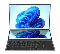 Airshi Computadora Portátil, Pantalla Dividida Pantalla de 16 Pulgadas y 14 Pulgadas Computadora Portátil de Pantalla Dual Multiinterfaces Ultrafinas para el Hogar (Enchufe de la UE)