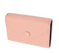 Airshi Estuche para Tarjetas, Estuche para Tarjetas Portátil, Elegante Cuero de PU Ecológico para Uso Diario en Viajes (Rosado)