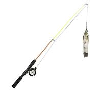 Airshi Juguete para Gatos, Diseño Retráctil, Caña de Pescar, Juguete para Gatos, Diseño de Pez Realista para Patear y Morder (Carpa herbívora + caña de Pescar)