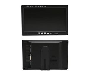 Airshi Mini Monitor de PC, Interfaz Multimedia HD Monitor de Coche de 7 Pulgadas Soporte Giratorio VGA AV de 7 Pulgadas para TV (Enchufe de la UE)