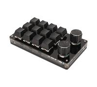 Airshi Mini Teclado, Plug and Play con Cable, Teclado con una Mano, 12 Teclas, 2 Botones, Interruptor Azul Programable General DIY para Computadora (Black)
