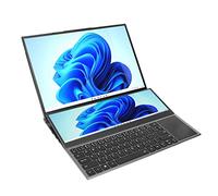 Airshi Portátil de Pantalla Dual de 16 Pulgadas y 14 Pulgadas, 100-240V, 512GB, PCIe NVMe M.2 SSD, Batería de 13600mAh, Portátil de Pantalla Dual para Uso Doméstico (Enchufe de la UE)