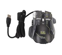 Airshi Ratones para Juegos, Microinterruptor Mecánico de Rebote Rápido, 10 Botones, Macro Programable, Ratón para Juegos con Cable de 12800dpi para Oficina (Black)