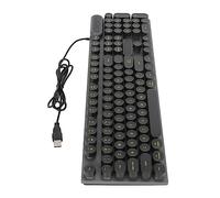 Airshi Teclado de Escritorio, Patas Plegables con Cable, Conexión USB, Teclado para Juegos, Teclas Redondas para Oficina (Punk Negro)