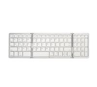 Airshi Teclado Inalámbrico, Teclas de Tijera, Teclado Plegable Inalámbrico, Larga Resistencia, Silencioso, Triple para Tableta (Blanco Plateado)