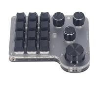 Airshi Teclado Mecánico para Juegos Mini Macro USB, Teclado Macro de Programación Interruptor Azul Operación con una Sola Mano 3 Modos 4 Perillas con LED RGB para Control Industrial
