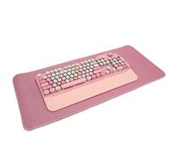 Airshi Teclado para Juegos, Teclas Redondas con Cable o Inalámbrico, Teclado Inalámbrico Retroiluminado Colorido con Pulsera, Interruptor Azul para Tableta (Rosado)