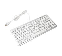 Airshi Teclado USB, Teclado con Cable USB 78 Teclas de Tijera Indicador LED Aleación de Aluminio Plateado Ultra Delgado para Oficina