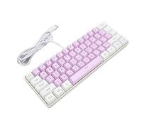 Airshi Teclado USB, Teclado para Juegos Plug and Play Color de Contraste 61 Teclas para la Familia (Blanco Púrpura)