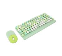 Airshi Teclado y Ratón Inalámbricos, Cómodo Teclado Inalámbrico Colorido de 86 Teclas para PC (Green)