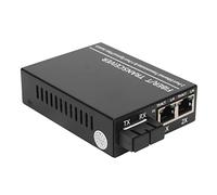 Airshi Transceptor de Fibra, Transceptor de Fibra Ethernet Puerto RJ45 Plug and Play Tx1310nm 100-240V para Oficina (Enchufe de la UE)