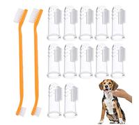 AirSMall Juego de 14 cepillos de dientes para mascotas, cepillo de dientes para perros, limpiador de dientes, 12 cepillos de silicona suave
