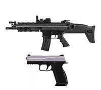 Airsoft-Pack Duo Rifle eléctrica FN Scar y Pistola de Muelle FNS-9 (0.5 Julios) + 500 Bolas