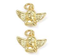 Airssory 10 dijes de ángel de latón dorado con alas para manualidades, collares, pulseras, pendientes, bolsos, llaveros, decoración de teléfono