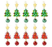 Airssory 10 dijes de cristal de Murano de 2 colores para árbol de Navidad, dijes temáticos de Navidad para manualidades, pulseras, collares, aretes, bolsos, llaveros