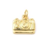 Airssory 10 dijes de latón dorado con forma de cámara de fotos de viaje para manualidades, collares, aretes, pulseras, manualidades, bolsos, llaveros, decoración de teléfono