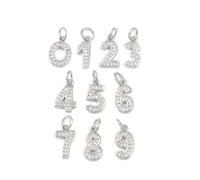 Airssory 10 dijes digitales de latón con circonita cúbica con números 0 a 9 para manualidades, pulseras, collares, aretes, bolsos, llaveros