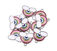 Airssory 10 piezas de dijes de esmalte con arcoíris y nubes de colores, colgantes pequeños para collares, pulseras, aretes, fabricación de joyas, accesorios de bricolaje - 19 mm