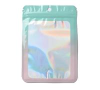 Airssory 100 bolsas de PVC con cierre hermético holográfico con purpurina arcoíris y arcoíris para pequeñas empresas, viajes, almacenamiento de joyas, 100 unidades