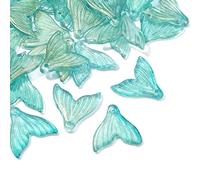 Airssory 100 colgantes de cristal con forma de cola de ballena y pez sirena, diseño de cola de pez, vida marina y océano, con polvo de purpurina para hacer joyas, 19 x 19,5 mm