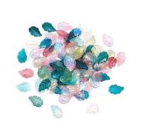 Airssory 100 colgantes de cristal transparente con hojas de estilo mixto para hacer joyas, manualidades, accesorios, 23,5 x 15 mm